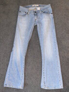 LEVI'S 527 SLOUCH FLARE LOW RISE HIP HUGGER JEANS WITH OVERSIZED HARDWARE - 11M